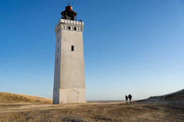 Lighthouse Rudbjerg knude in Denmark on a stormy day