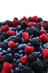Blackberry, raspberry, blueberry background.  Top view.
