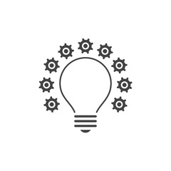  Light bulb and gears. Vector icon isolated on white background.