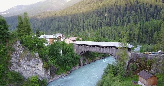 wooden bridge in alps