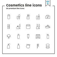 Cosmetics thin line icon. Concept of women’s beauty service, cosmetics. Vector illustration symbol elements for web design and apps.