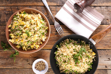 fried rice with vegetable and chicken