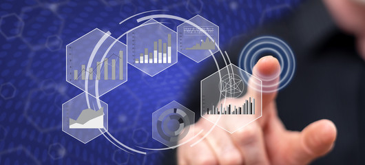 Man touching a data analysis concept