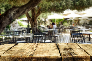 table background of free space and blurred bar space 