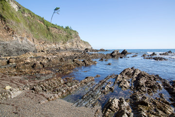 Fototapeta na wymiar Rocks and Bay at Cambaredo Beach; Asturias