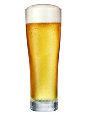 Glass of beer isolated on a white background. With clipping path