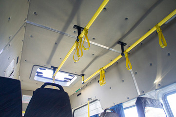 The interior of the car for transporting people. Minibus