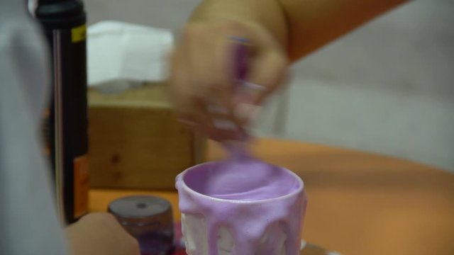 mixing the slime preparation mixture