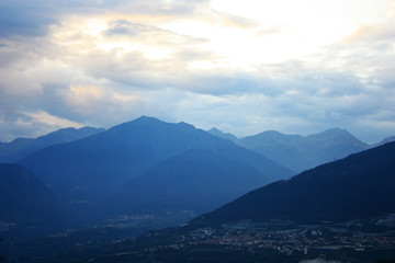 Mountains rise above the village