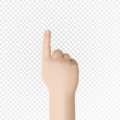 Realistic 3D hild hand with an index finger. Vector eps10.