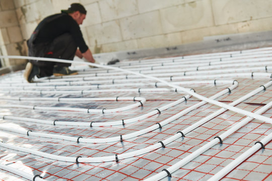 underfloor heating installation. Warm floor heating system