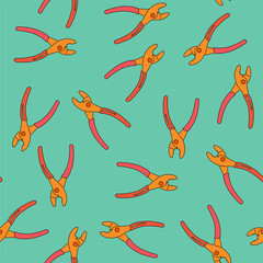 Vector seamless pattern-pliers. Thematic background. - 314456097