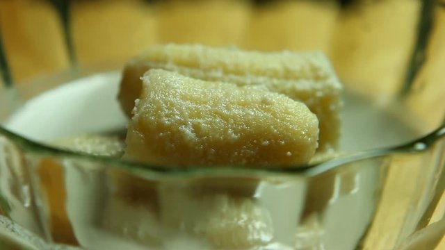 Bananas in coconut milk or Kluy Baud-she , Thai famous dessert