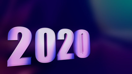 2020 party poster background, 3d number illustration