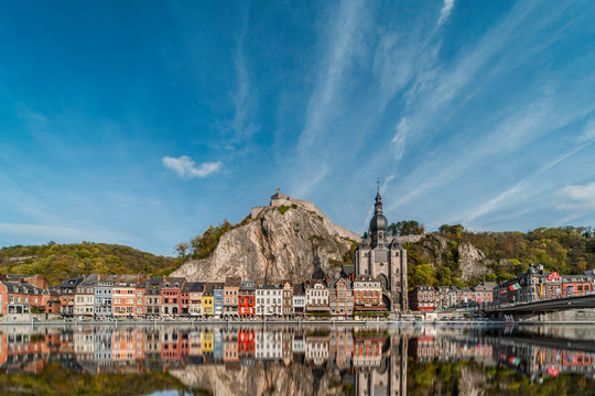 Dinant Belgium, ancient city europe. colourful. waterfront, river