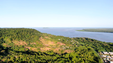 Aerial view of jungles of French Guaina and Mahury river.