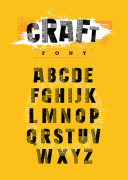 Organic Craft Urban Farm Font. Local Farm Market Food Letters Vector Concept. Artisanal Rough Letters