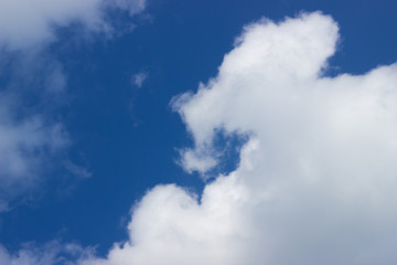 white fluffy clouds in the blue summer sky