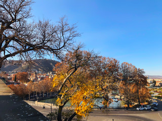 TBILISI, GEORGIA - December 17 2019: Beautiful landscape view of the old district. Old Tbilisi, winter in the city