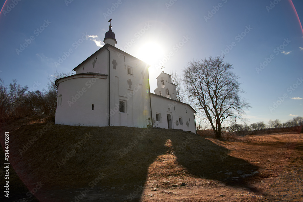 Wall mural The Church of St. Nicholas on the ancient Truvor settlement in Izborsk.