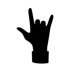 Silhouette of a hand with gesture goat. Concept horns. Male palm with finger horseshoe. Flat style. Vector illustration