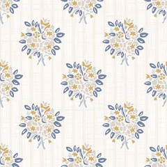 Printed roller blinds Farmhouse style French shabby chic damask vector texture background. Dainty flower bouquet on off white seamless pattern. Hand drawn floral interior home decor wallpaper. Classic cottage farmouse style all over print