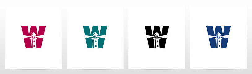 Lighthouse On Letter Logo Design W
