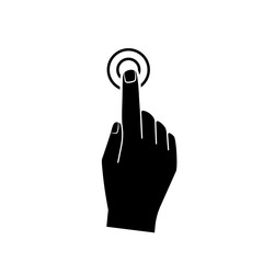 Obraz premium Hand pressing doorbell button silhouette icon. Clipart image isolated on white background