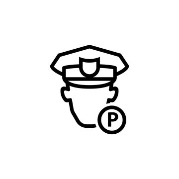 Parking Enforcement Officer Outline Icon. Clipart Image Isolated On White Background