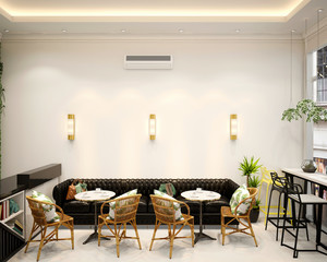 3d render of modern Cafe restaurant seat space