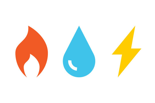 Gas Water Electricity icons. Clipart image isolated on white background