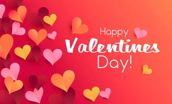 Valentine card origami style template, valentines day background