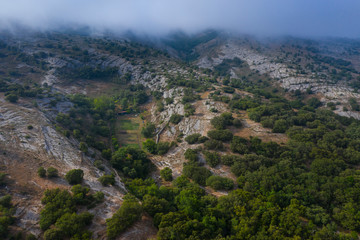 Fototapeta na wymiar Aerial View, Geological Landscape, Lastras de las Heras, Valle de Losa, Junta de Traslaloma, Las Merindades, Burgos, Castilla y Leon, Spain, Europe