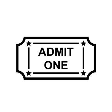 Admit one ticket outline icon. Clipart image isolated on white background