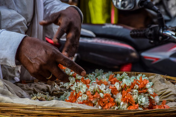 Picture of flower garland which women in south asia wear during festive occasions
