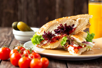 Tasty sandwiches and cherry tomatoes