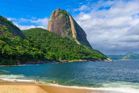 Mountain Sugarloaf and Red beach in Rio de Janeiro, Brazil.