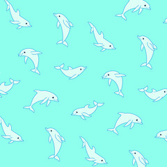 Cartoon happy dolphin - simple trendy pattern with dolphin. Flat illustration for prints, clothing, packaging and postcards.