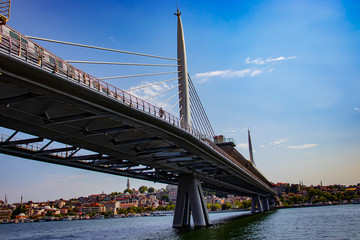 View of Golden Horn Metro Bridge in Istanbul