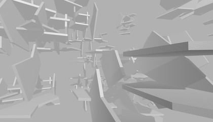 Abstract texture of 3d shapes on a white background in space White decorative wave texture for design. 3D illustration  interior wall panel pattern. 