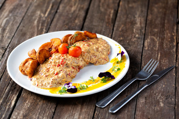 Example of food with beautiful plating and garnishes that complement the flavor