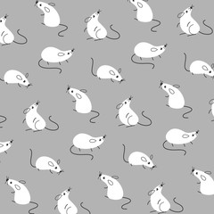 Animal pattern with cartoon mouse. Cute illustration for prints, clothing, packaging and postcards.