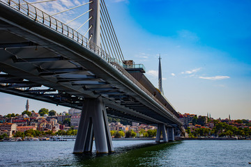 Fototapeta premium View of Golden Horn Metro Bridge in Istanbul
