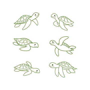 Cartoon turtle sketch line icon. Kawaii animals icons set. Childish print for nursery, kids apparel, poster, postcard, pattern.