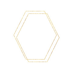 Gold Geometric Crystal Frame with Detailed Vector Foil Texture. Isolated Golden Thin Line Art or Outline Linear Polygonal Textured Frame. Art Deco and Modern Style. Sparkle Glitter Dust