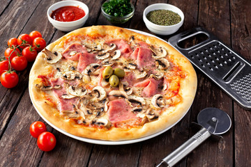 Delicious pizza dish served on the plate