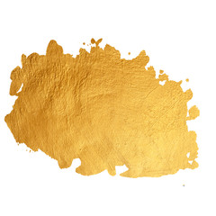 Gold Watercolor texture isolated on a white background. Abstract shape in golden color. Perfect for decor, design, textile