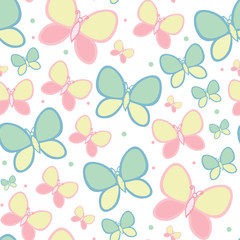 Seamless pattern with Butterflies. hand drawn Illustration.
