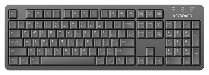 vector grey pc keyboard - obrazy, fototapety, plakaty