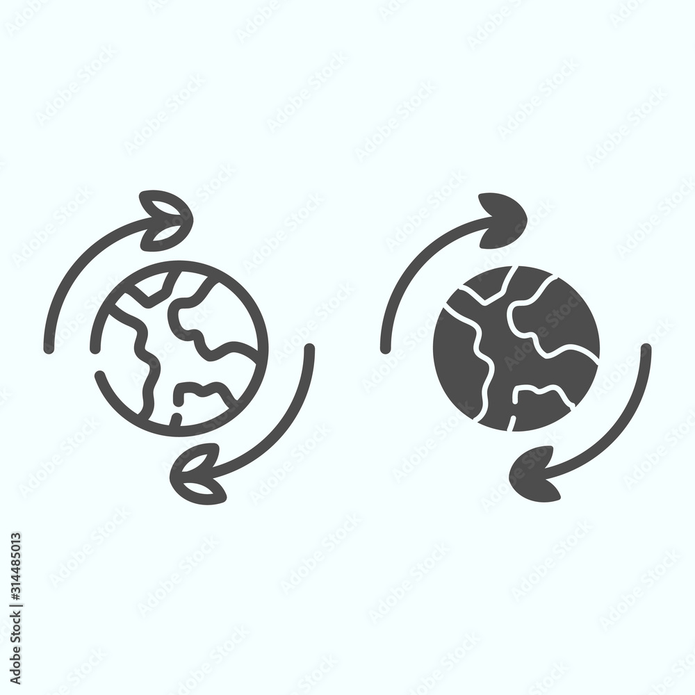 Poster earth movement line and glyph icon. rotation of the earth vector illustration isolated on white. pla
